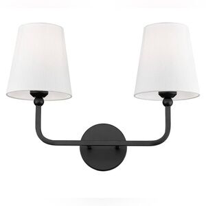 2-Light Bathroom Vanity Lights in Matte Black Finish, Modern Bedside Wall Sconce